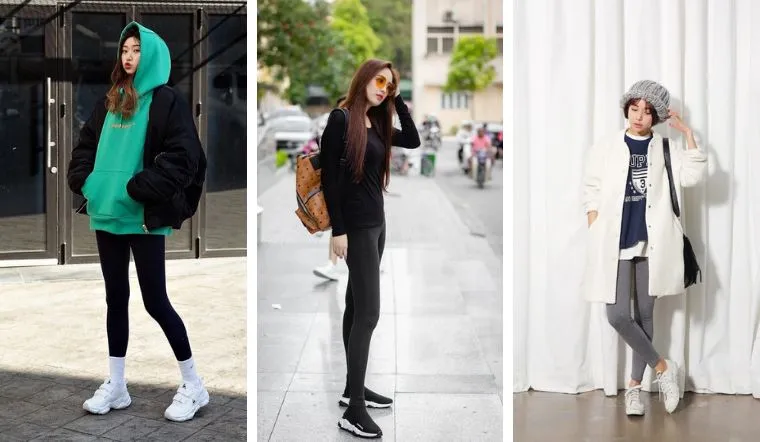 Phong cách năng động với áo hoodie và giày đế bánh mì