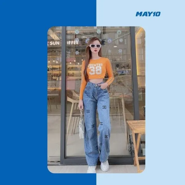 Phong cách phối áo thun croptop ôm sát body giày bánh mì đầy năng động và thời thượng