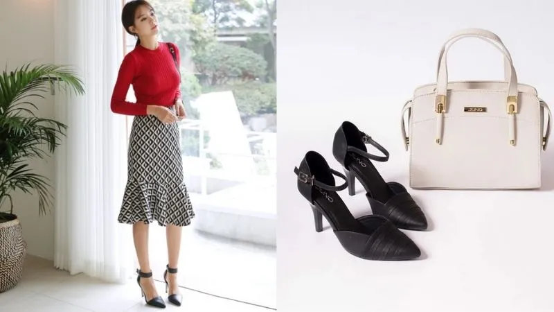 chan-vay-chu-a-2233 Sự tương phản giữa chất liệu mềm mại của váy và sự cứng cáp của giày tạo nên điểm nhấn