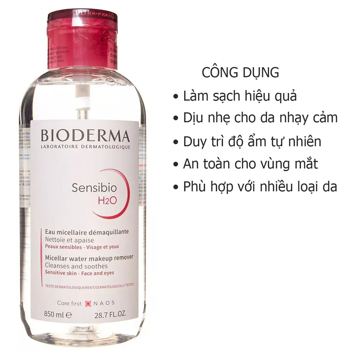 Tính dịu nhẹ của nước tẩy trang giúp bảo vệ bề mặt da PU khỏi tình trạng bong tróc