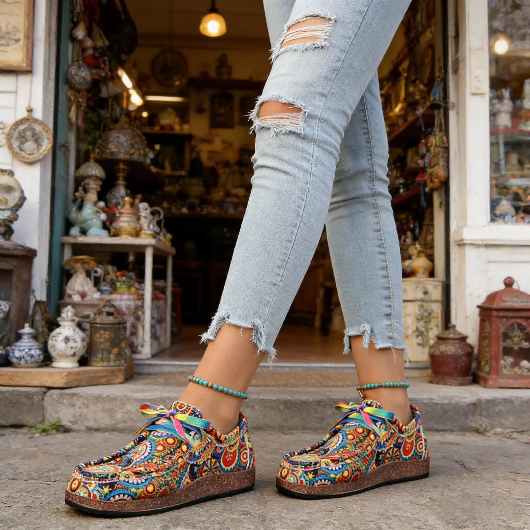 Vẻ đẹp tự do và phóng khoáng của giày bánh mì phong cách Bohemian du mục tự do