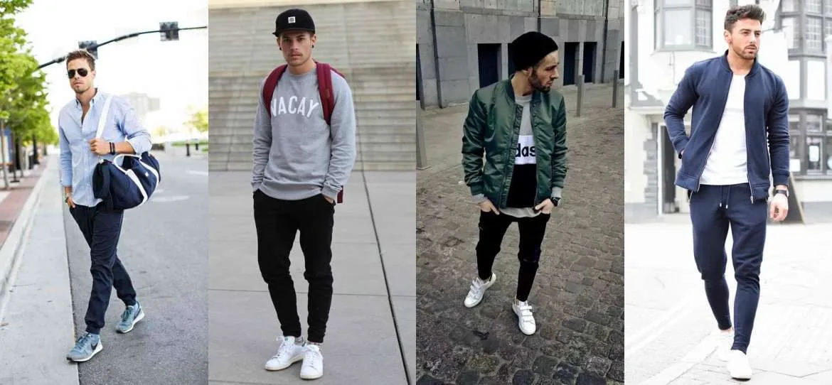 joggers-nam-tong-hop Sự kết hợp hoàn hảo giữa giày bánh mì và quần jogger tạo nên phong cách năng động