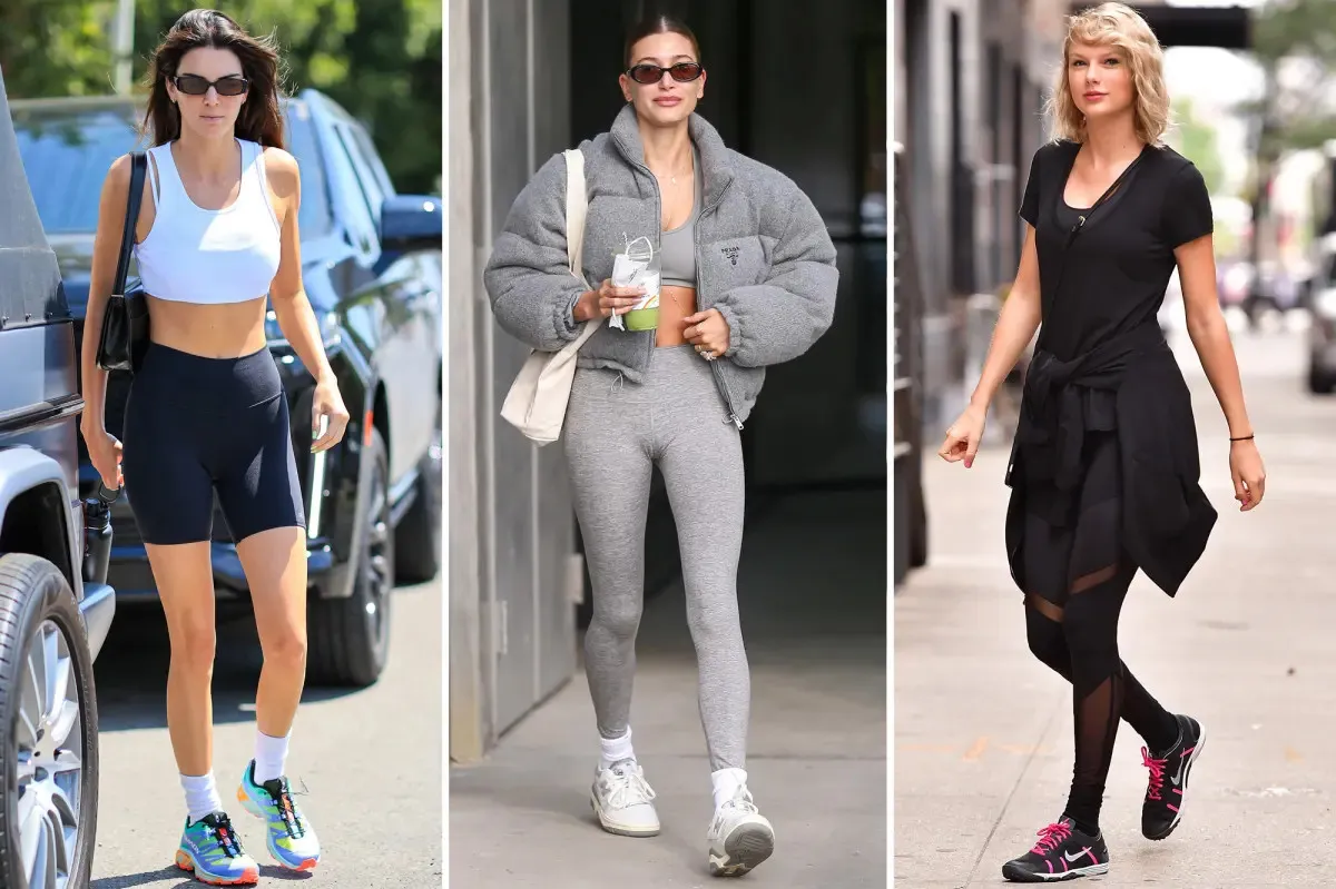 Sự kết hợp giữa đồ tập gym và giày bánh mì tạo nên phong cách thời trang năng động và hiện đại