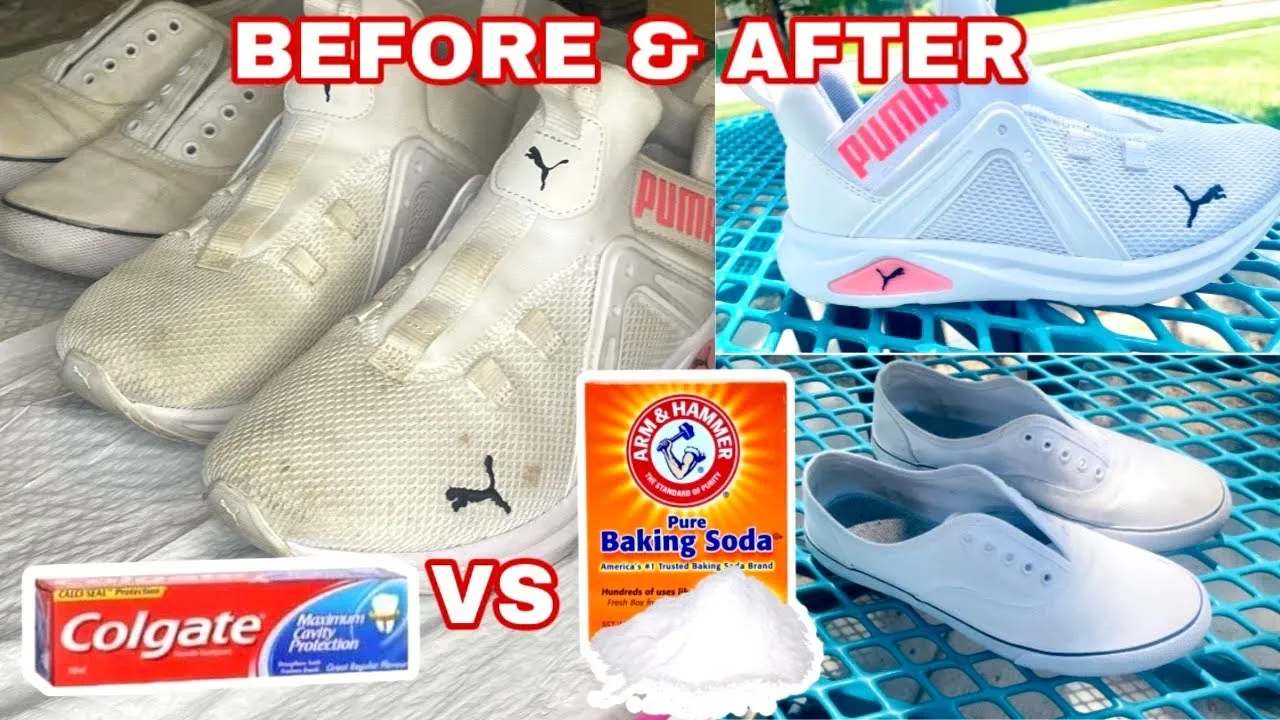 Hỗn hợp baking soda và giấm trắng giúp đánh bật các vết nấm mốc cứng đầu trên giày vải