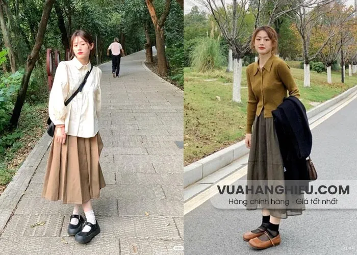 Phong cách thời thượng khi kết hợp giày Mary Jane đế bánh mì cùng quần ống rộng