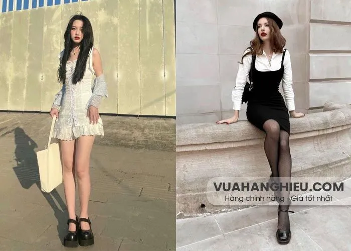 Vẻ đẹp thanh lịch và kiêu sa khi kết hợp váy liền chữ A với giày bánh mì
