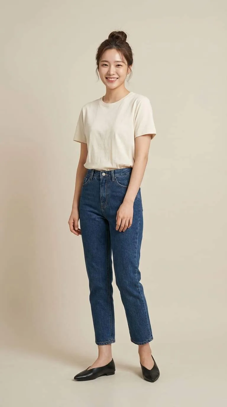 Sự kết hợp giữa quần jeans và giày bánh mì tạo nên phong cách dạo phố năng động và trẻ trung