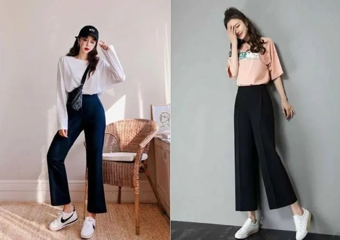 Quần vải ống rộng mang đến sự thanh lịch và tinh tế khi kết hợp cùng áo thun tay lỡ